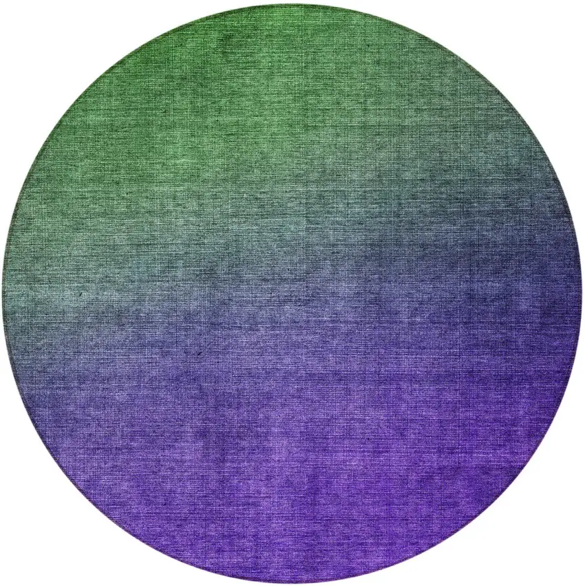 Green Round Ombre Washable Non Skid Indoor Outdoor Area Rug Photo 4