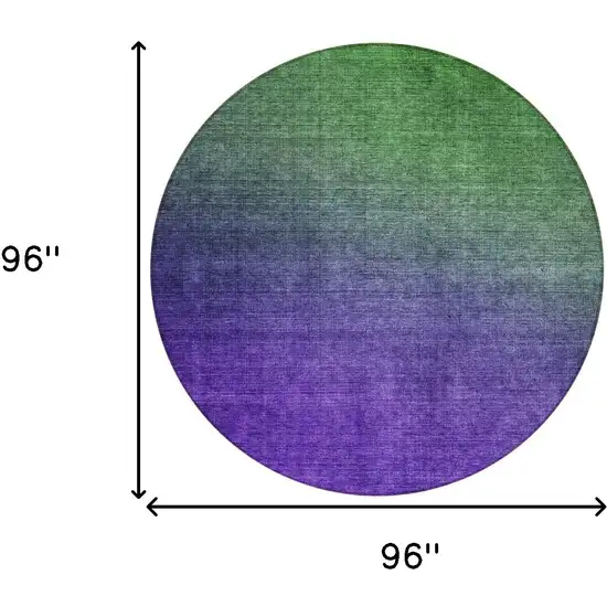 8' Green Purple And Charcoal Round Ombre Washable Indoor Outdoor Area Rug Photo 3