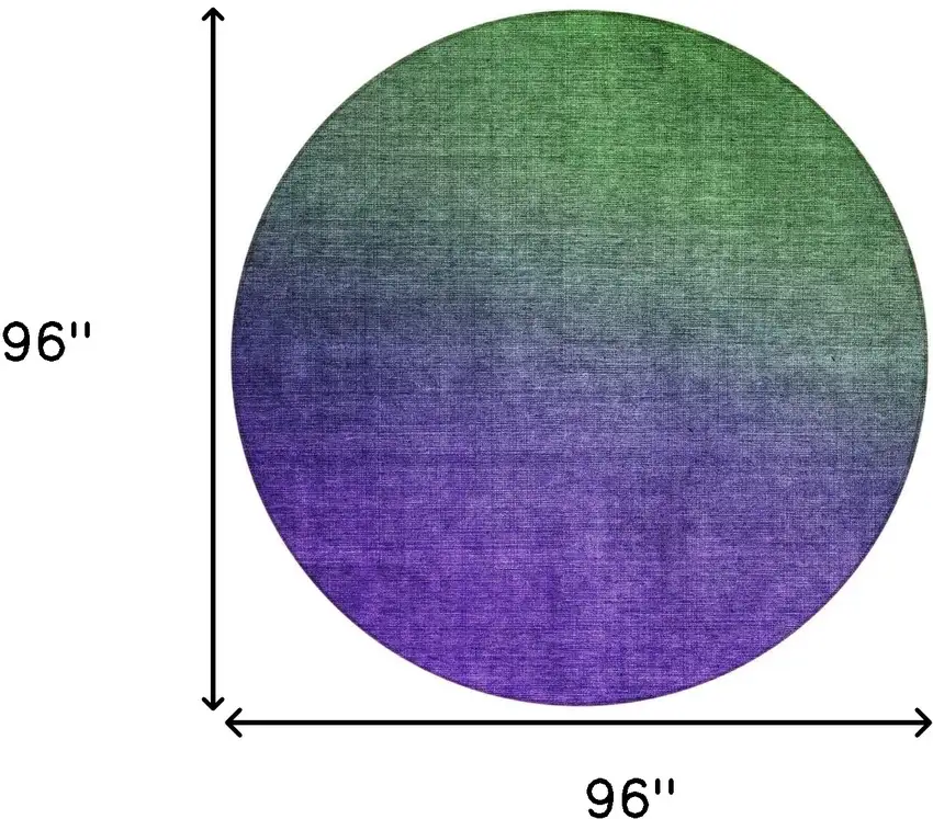 8' Green Purple And Charcoal Round Ombre Washable Indoor Outdoor Area Rug Photo 3