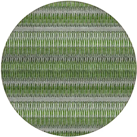Green Round Striped Washable Non Skid Indoor Outdoor Area Rug Photo 2