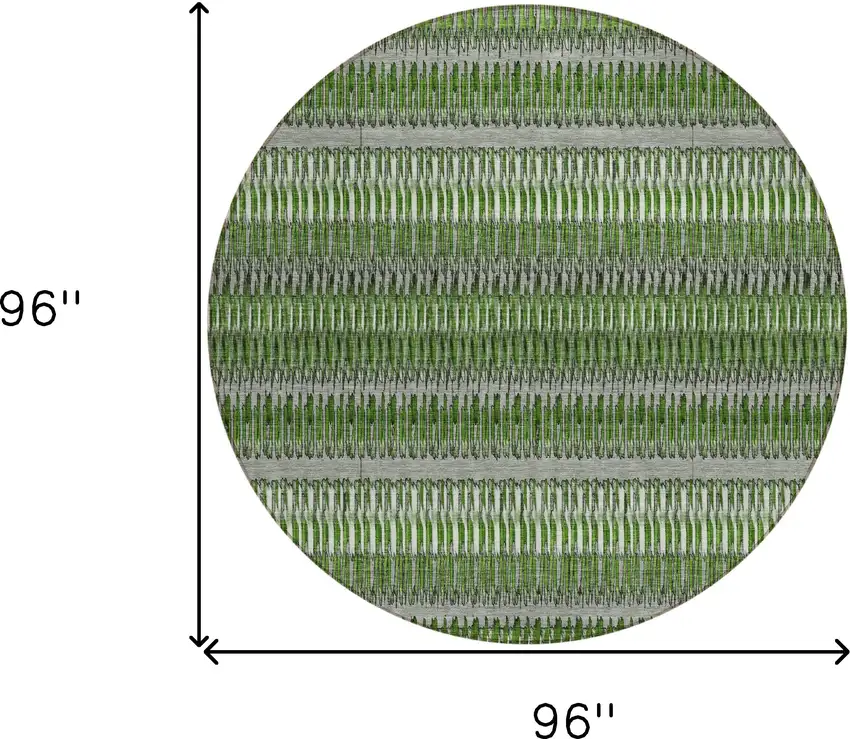 Green Round Striped Washable Non Skid Indoor Outdoor Area Rug Photo 3