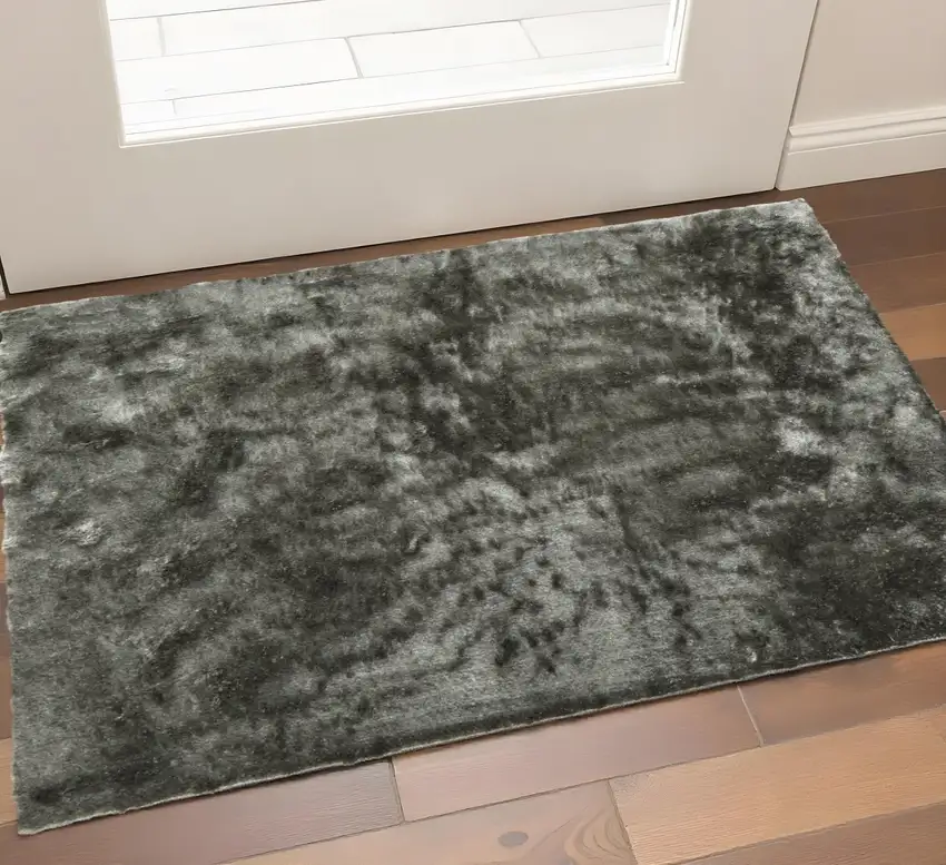 Green Shag Hand Tufted Area Rug Photo 1