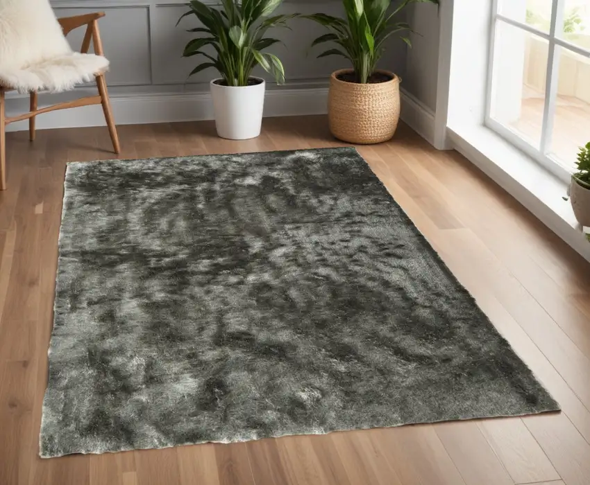 Green Shag Hand Tufted Area Rug Photo 1