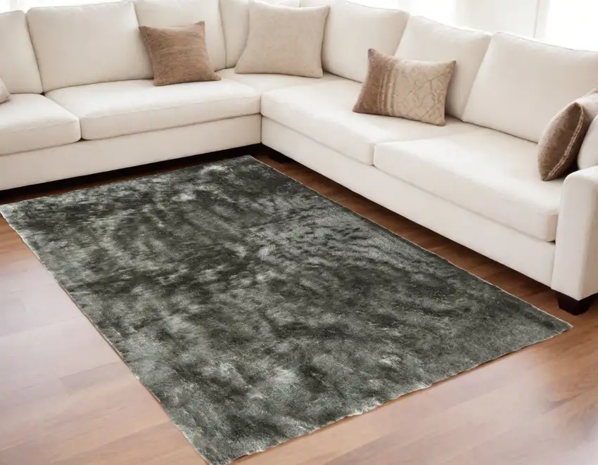 Green Shag Hand Tufted Area Rug Photo 1