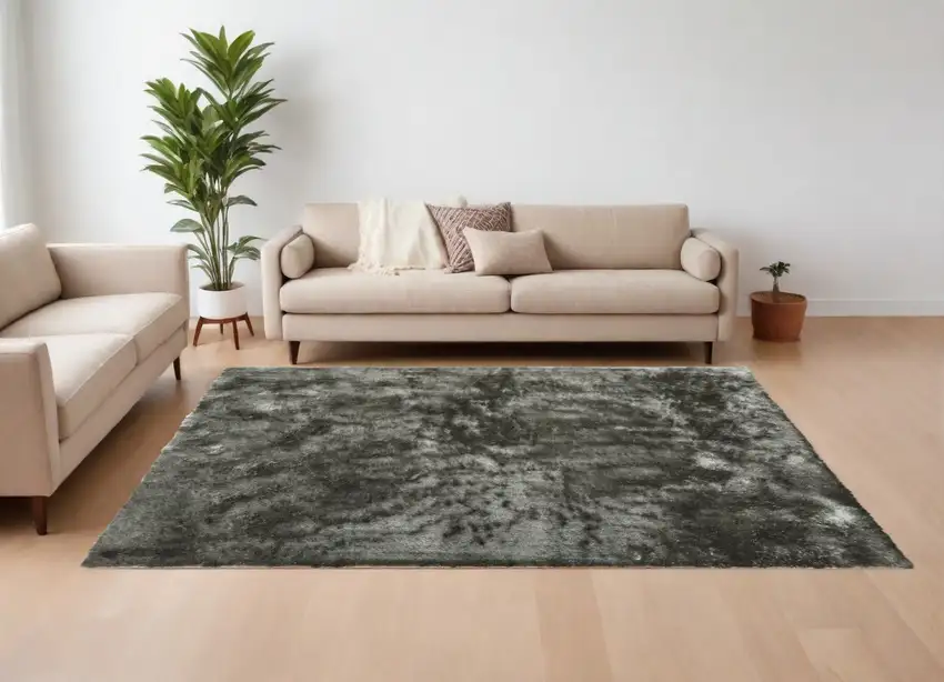 Green Shag Hand Tufted Area Rug Photo 1