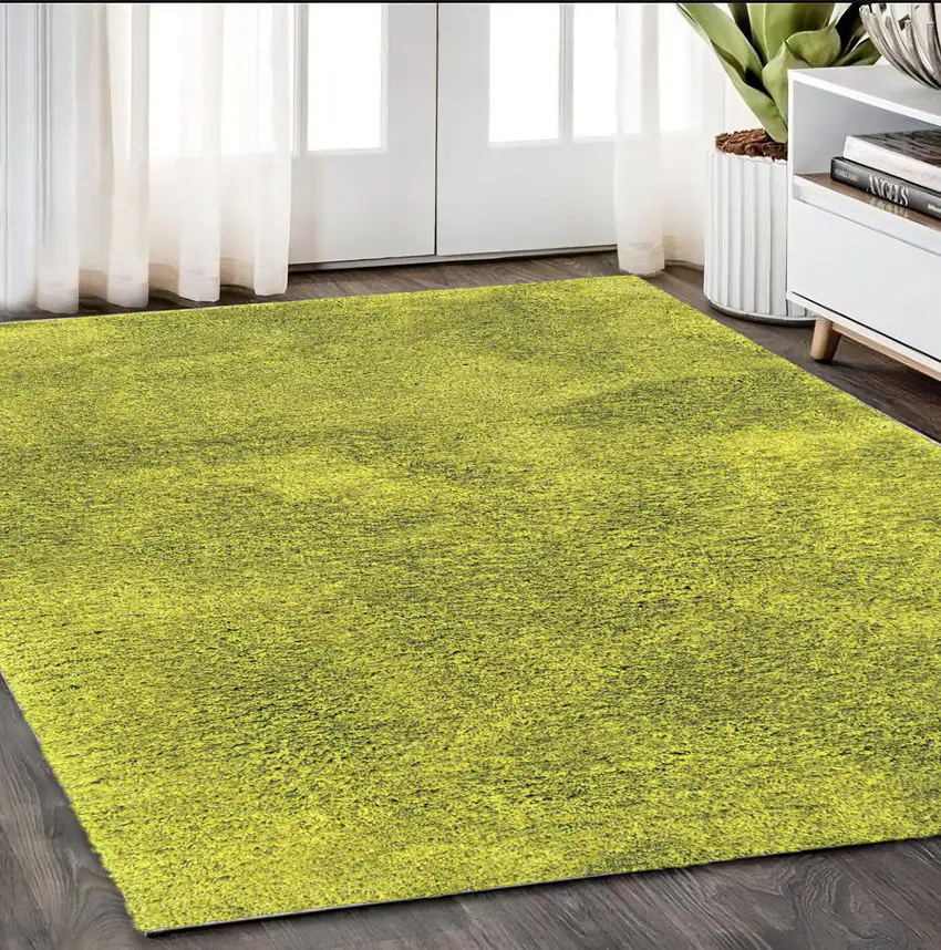 Green Shag Hand Tufted Area Rug Photo 1