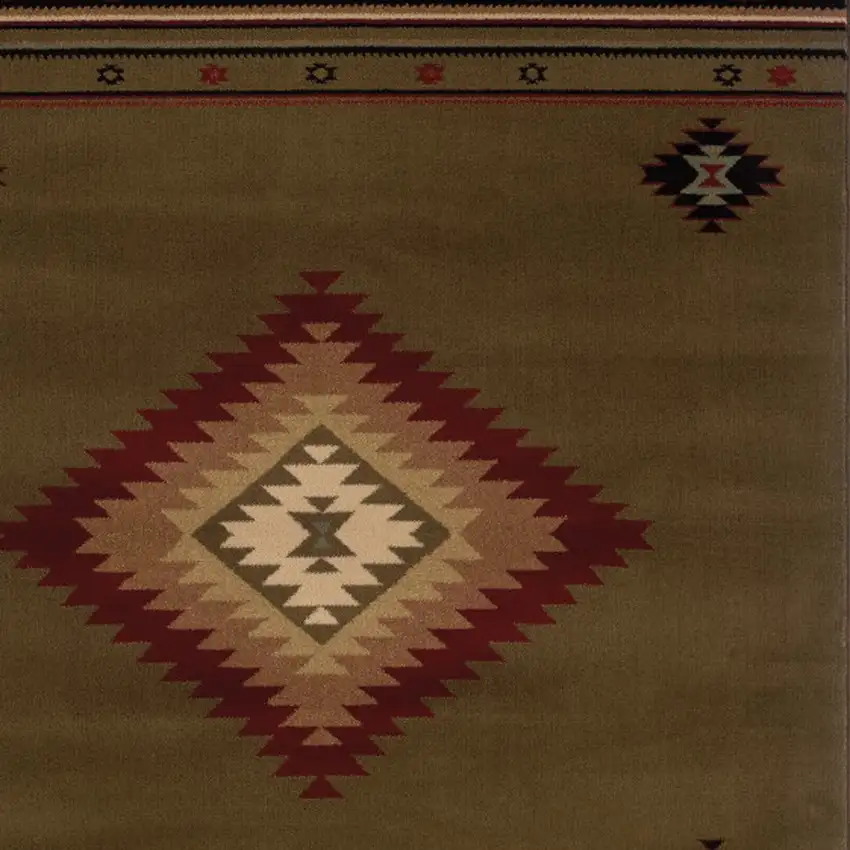 Green Southwestern Power Loom Stain Resistant Area Rug Photo 4