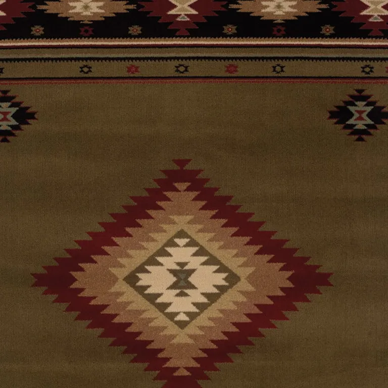 Green Southwestern Power Loom Stain Resistant Area Rug Photo 2