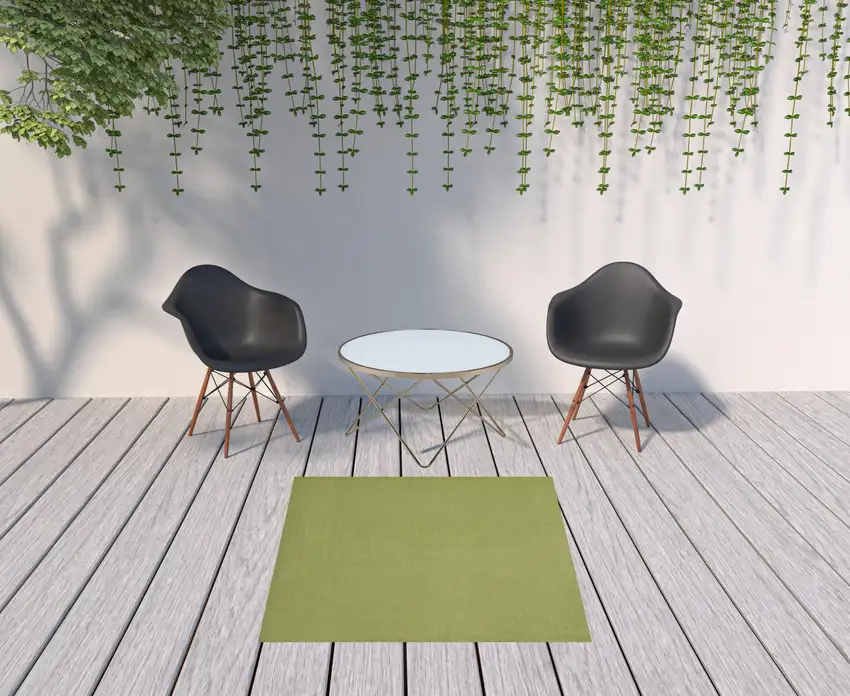 Green Square Non Skid Indoor Outdoor Area Rug Photo 2