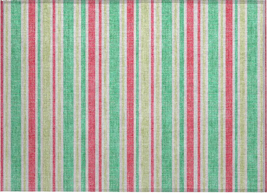 Green Striped Washable Non Skid Indoor Outdoor Area Rug Photo 2