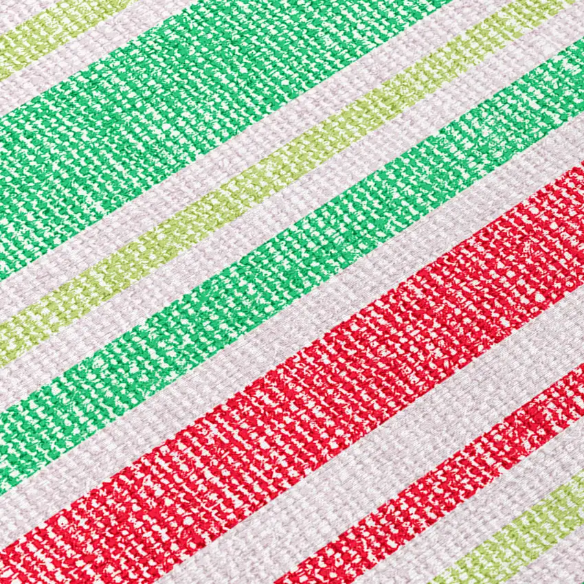 Green Striped Washable Non Skid Indoor Outdoor Area Rug Photo 7