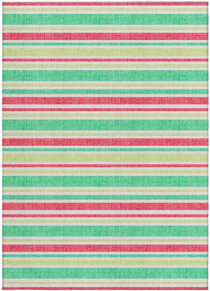 Green Striped Washable Non Skid Indoor Outdoor Area Rug Photo 4