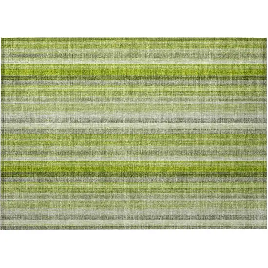 Green Striped Washable Non Skid Indoor Outdoor Area Rug Photo 5