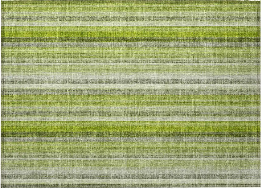 Green Striped Washable Non Skid Indoor Outdoor Area Rug Photo 5