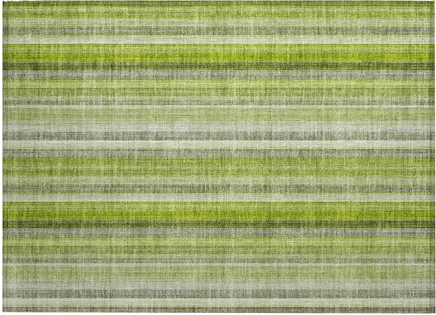 Green Striped Washable Non Skid Indoor Outdoor Area Rug Photo 2