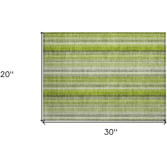Green Striped Washable Non Skid Indoor Outdoor Area Rug Photo 3