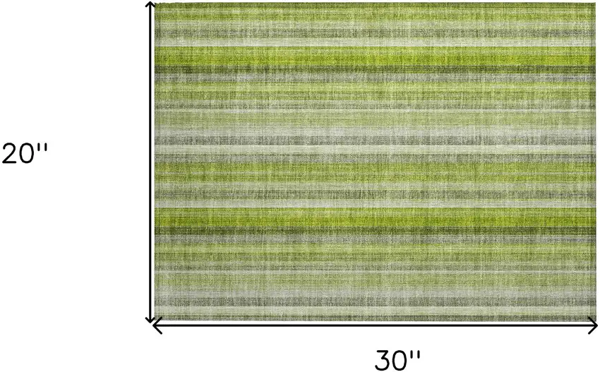 Green Striped Washable Non Skid Indoor Outdoor Area Rug Photo 3