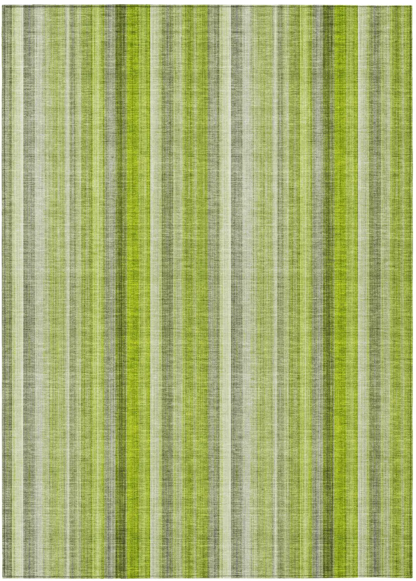 Green Striped Washable Non Skid Indoor Outdoor Area Rug Photo 2