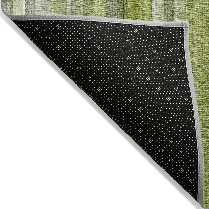 Green Striped Washable Non Skid Indoor Outdoor Area Rug Photo 6