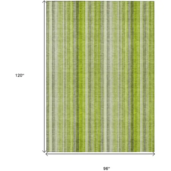 Green Striped Washable Non Skid Indoor Outdoor Area Rug Photo 3
