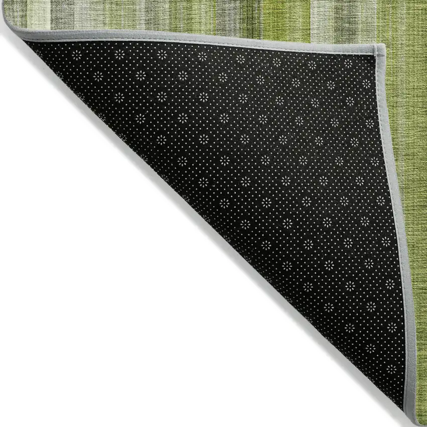 Green Striped Washable Non Skid Indoor Outdoor Area Rug Photo 6