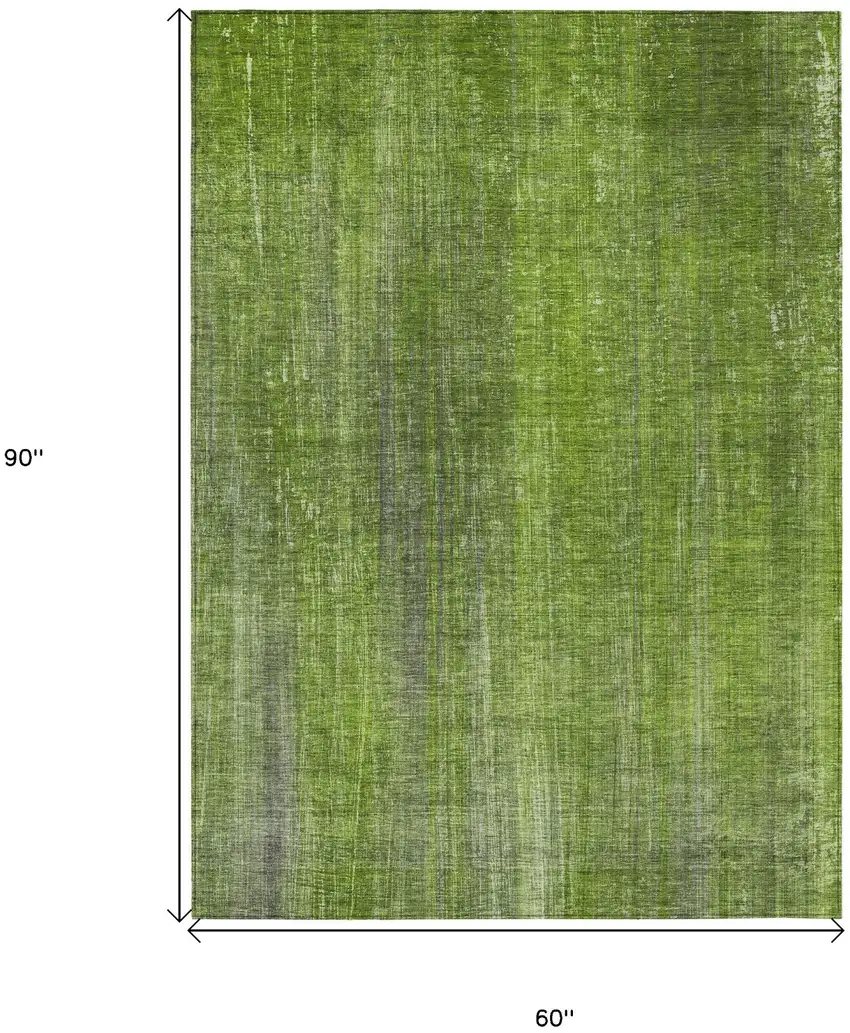 Green Striped Washable Non Skid Indoor Outdoor Area Rug Photo 3