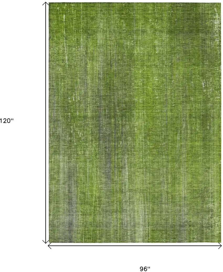 Green Striped Washable Non Skid Indoor Outdoor Area Rug Photo 3