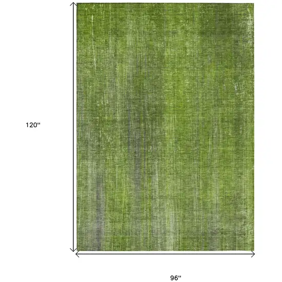 Green Striped Washable Non Skid Indoor Outdoor Area Rug Photo 7