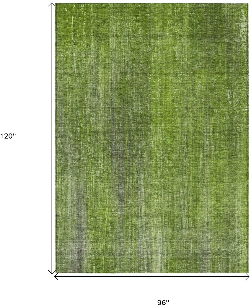 Green Striped Washable Non Skid Indoor Outdoor Area Rug Photo 7