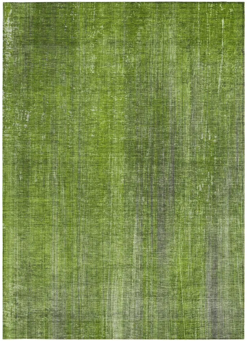 Green Striped Washable Non Skid Indoor Outdoor Area Rug Photo 3