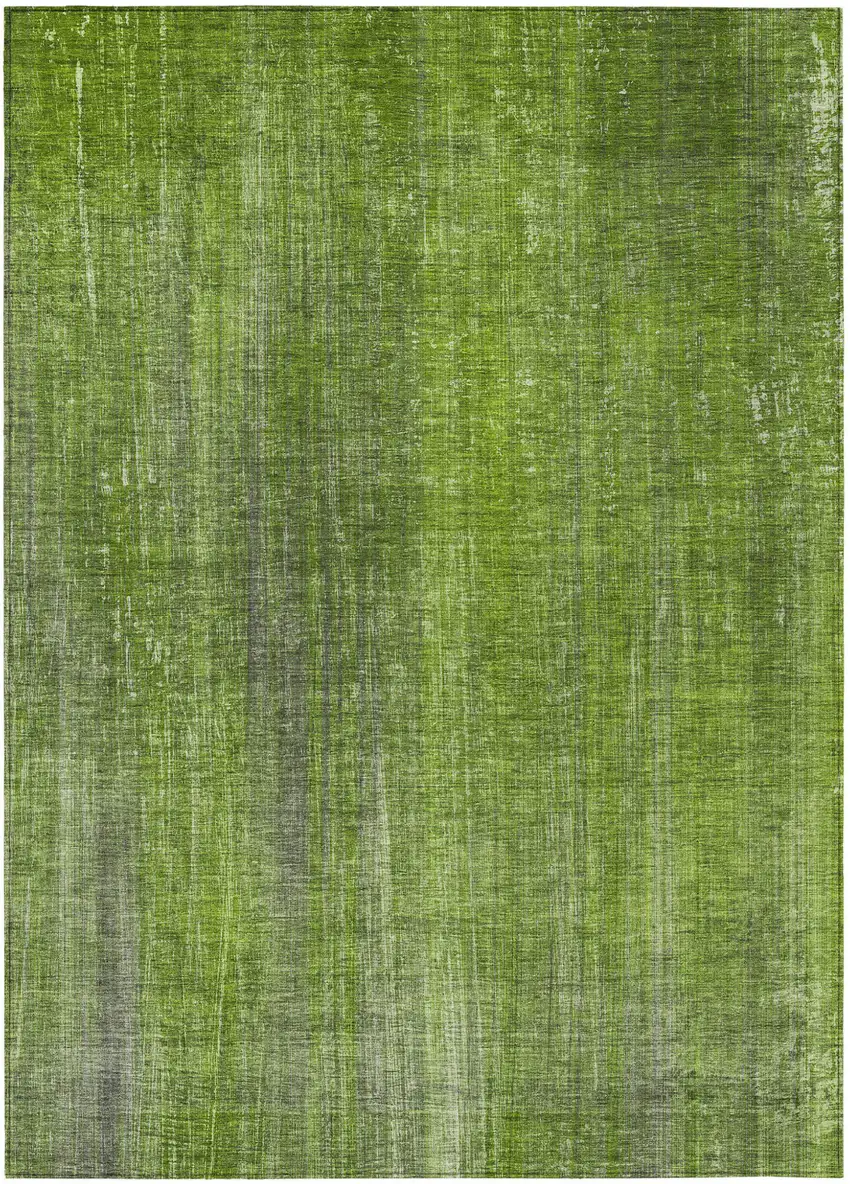 Green Striped Washable Non Skid Indoor Outdoor Area Rug Photo 2