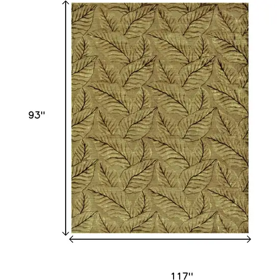 Green Tan And Black Floral Hand Knotted Area Rug Photo 5