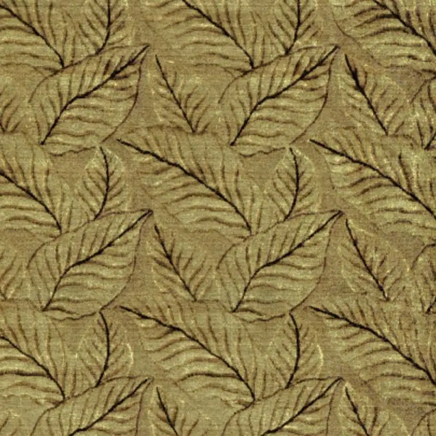 Green Tan And Black Floral Hand Knotted Area Rug Photo 3