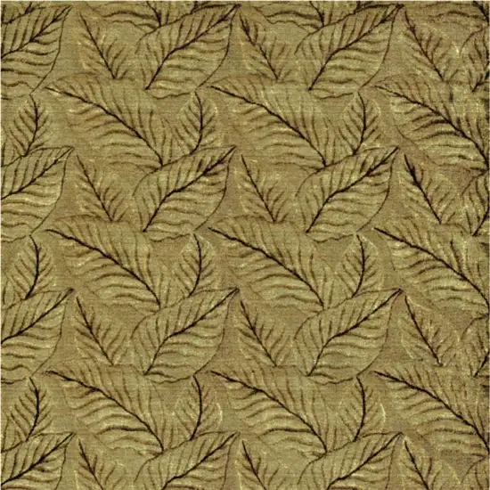 Green Tan And Black Floral Hand Knotted Area Rug Photo 4