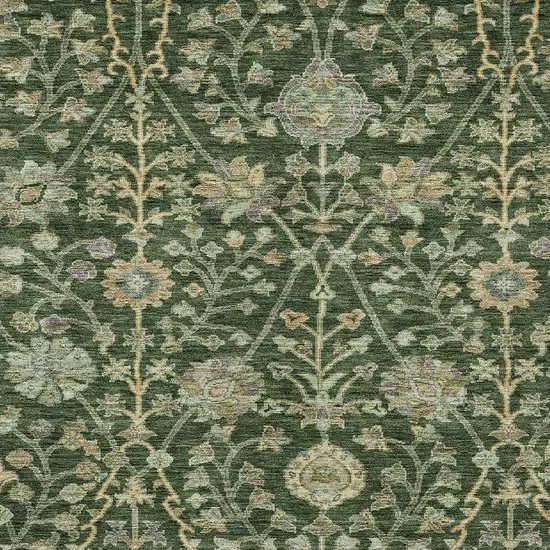 Green Tan And Gray Floral Washable Indoor Outdoor Area Rug Photo 6