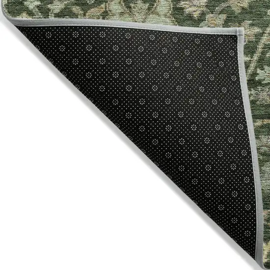 Green Tan And Gray Floral Washable Indoor Outdoor Area Rug Photo 3