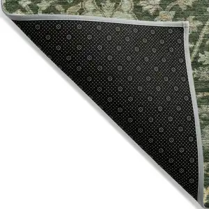 Photo of Green Tan And Gray Floral Washable Indoor Outdoor Area Rug