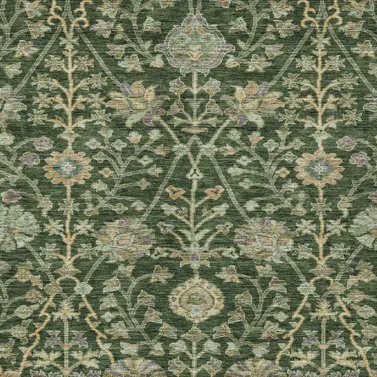 Green Tan And Gray Floral Washable Indoor Outdoor Area Rug Photo 6