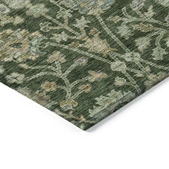Green Tan And Gray Floral Washable Indoor Outdoor Area Rug Photo 4