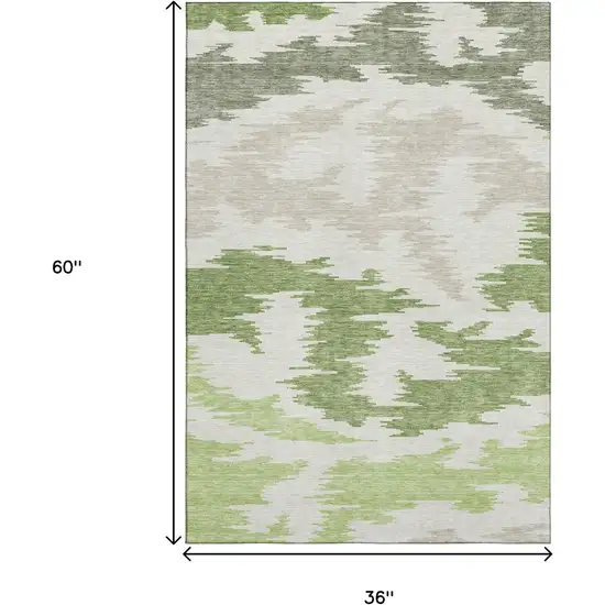 Green Taupe And Beige Abstract Washable Area Rug With UV Protection Photo 3