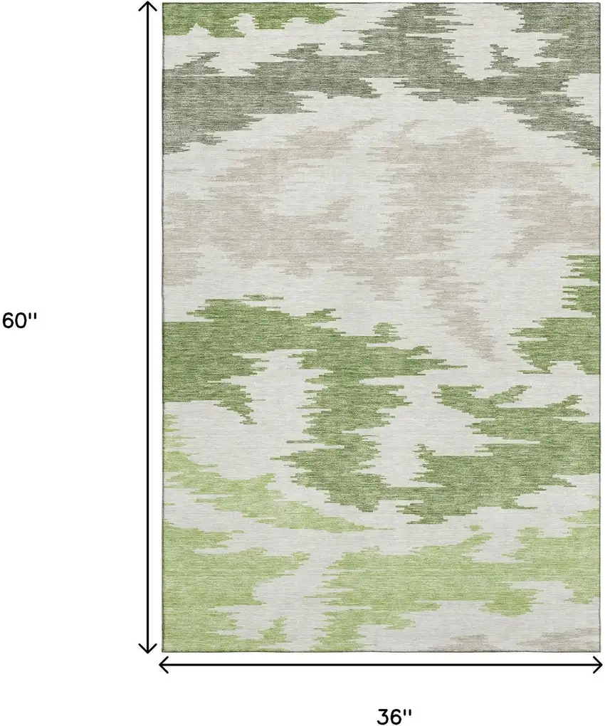 Green Taupe And Beige Abstract Washable Area Rug With UV Protection Photo 3