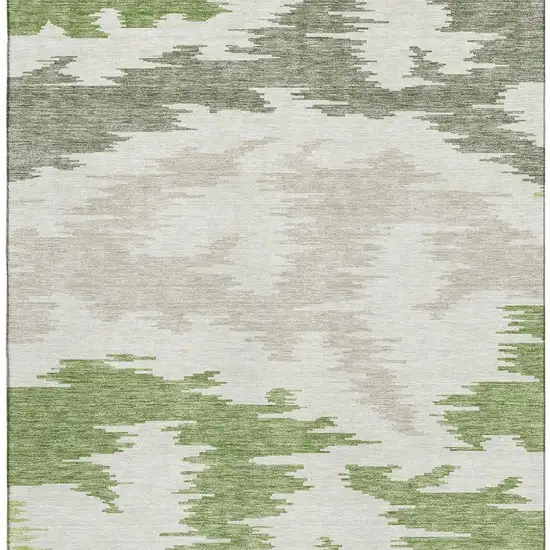Green Taupe And Beige Abstract Washable Area Rug With UV Protection Photo 4