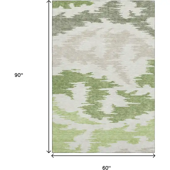 Green Taupe And Beige Abstract Washable Area Rug With UV Protection Photo 3
