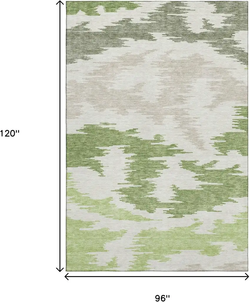 Green Taupe And Beige Abstract Washable Area Rug With UV Protection Photo 4