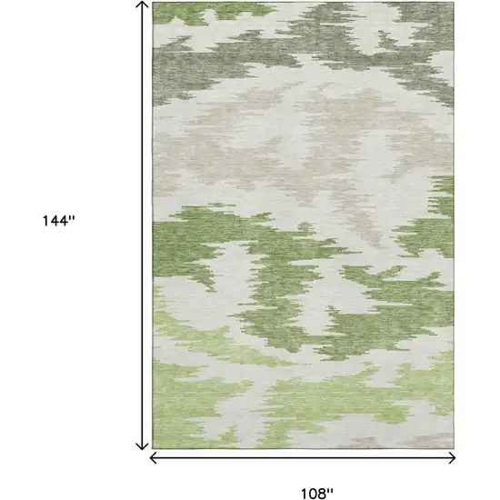 Green Taupe And Beige Abstract Washable Area Rug With UV Protection Photo 3