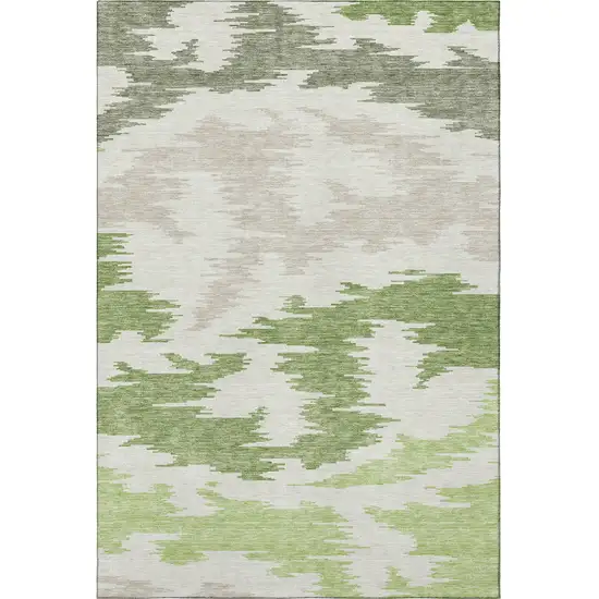 Green Taupe And Beige Abstract Washable Area Rug With UV Protection Photo 4