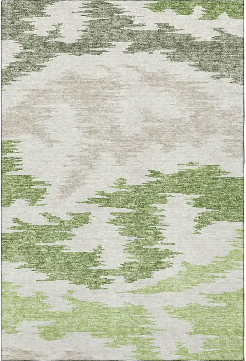Green Taupe And Beige Abstract Washable Area Rug With UV Protection Photo 4