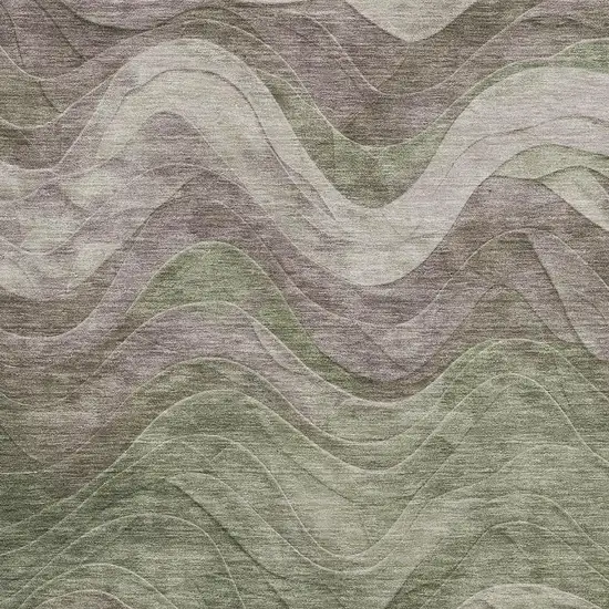 Green Taupe And Beige Abstract Washable Area Rug With UV Protection Photo 2