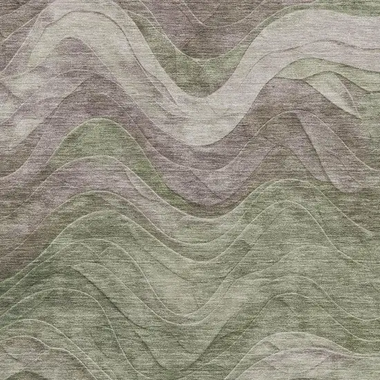 Green Taupe And Beige Abstract Washable Area Rug With UV Protection Photo 2