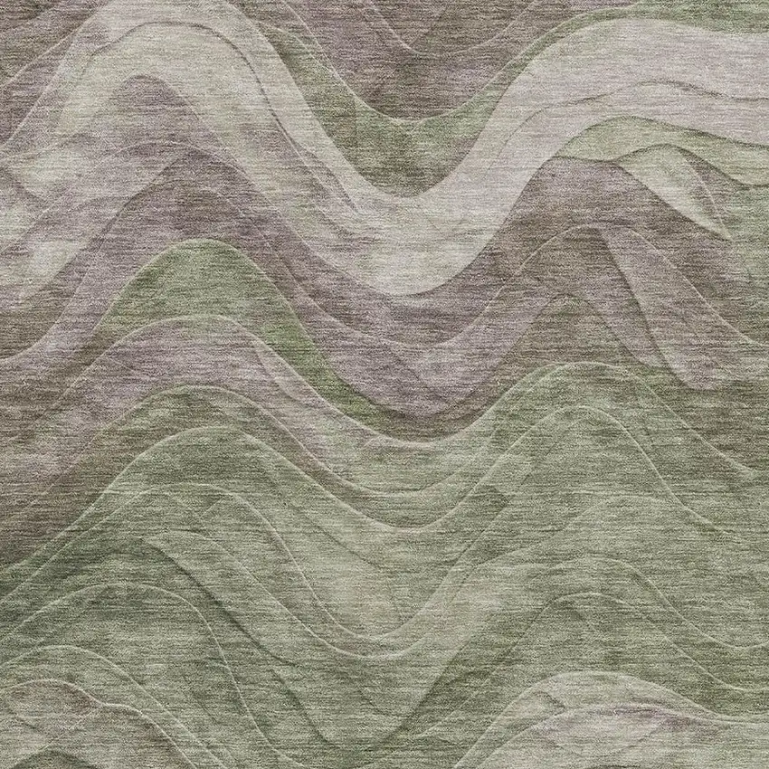 Green Taupe And Beige Abstract Washable Area Rug With UV Protection Photo 2